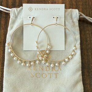 Kendra Scott Gold Hilty Hoop Earrings with White Accents